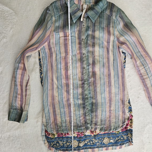 NEW Aratta Multicolor Shirt Size S Stripes Bohemian Leightweight Whimsigoth - Picture 11 of 14